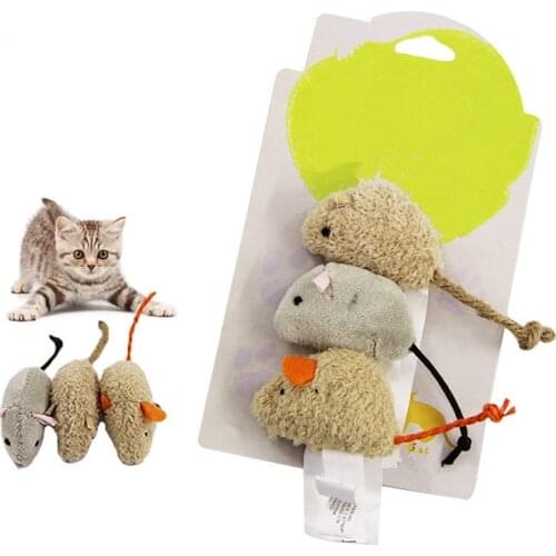 3Pcs/Set Cute Pet Cat Bite-resistant Toy Plush High Simulated Little Mouse Mouselet Hide Seek Game Prop Kitten Training Supplies