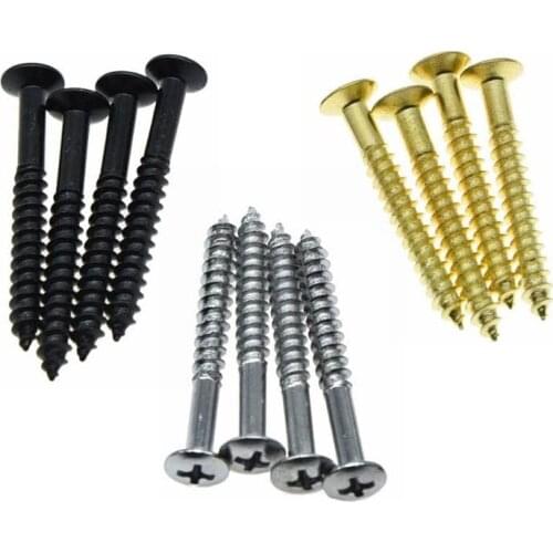 4x Electric Guitar Neck Plate Screw Neckplate Screws Fits ST TL Chrome Black Gold Dropshipping Free Shipping Guitar Accessories