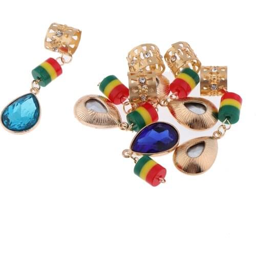 6pcs Hair Jewelry Braids Hair Cuffs Pendants Rings for Colorful Dreadlocks Beads Hair Extensions DIY Hairstyle Braids