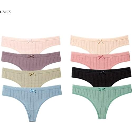 8 Pieces/Pack Women Panties Cotton G String Stripe Japanese Girls Sexy Cute Soft Underwear Sexy Lingerie Big Size M-3XL