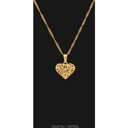Adixyn Heart Necklaces & Pendants Gold Color Exquisite Gold Jewelry for women Girls & Kids,Lovers Gifts Free shipping