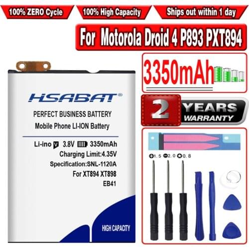 HSABAT EB41 3350mAh Battery For Motorola Droid 4 P893 PXT894 P894 P89 XT898 HOTON Q LTE SNN5905 XT897