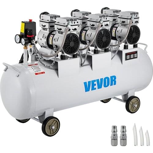 VEVOR 100L Oil-free Air Compressor with Twin Pressure Gauge, Safe Solenoid Valve, 2.2KW 22 Gallon Quiet Silent Air Compressor