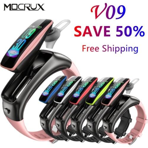 Bluetooth V09 Color Headset Talk Smart Bracelet Heart Rate Monitor Sports Smart Watch Passometer Fitness Tracker Wristband