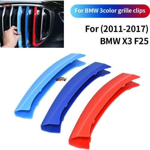 For BMW X3 F25 2011-2017 ABS 3-Color Grille Clips Set Racing Grille Kidney Grille Grill Cover Stripe Clip Auto Accessory