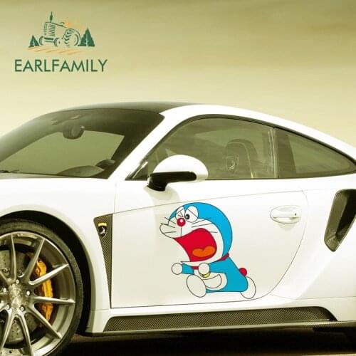 EARLFAMILY 43cm x 39cm For Doraemon Vinyl Material Car Stickers Scratch-Proof Fine Decal Waterproof Decals For JDM SUV RV