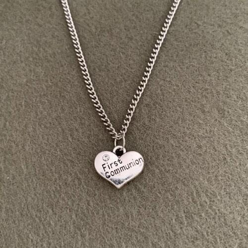 Exquisite Antique Silver First Communion Charms Pendant Necklace Unisex Jewelry Gift For Friends Dropshipping