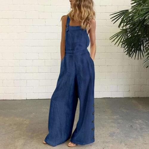 Womens Sleeveless Overalls Jumpsuit Casual Solid Summer Wide Leg Bib Pants Jumpsuits Designer Wears Streetwear Jumpsuit