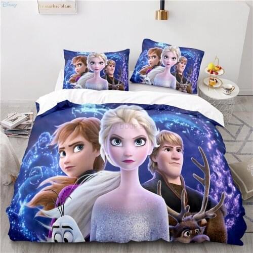 Cartoon Anna Elsa Character Printed 3d Bedding Sets Disney Frozen Duvet Cover Sets Pillowcase Comforter Cover Set for Kids Gifts