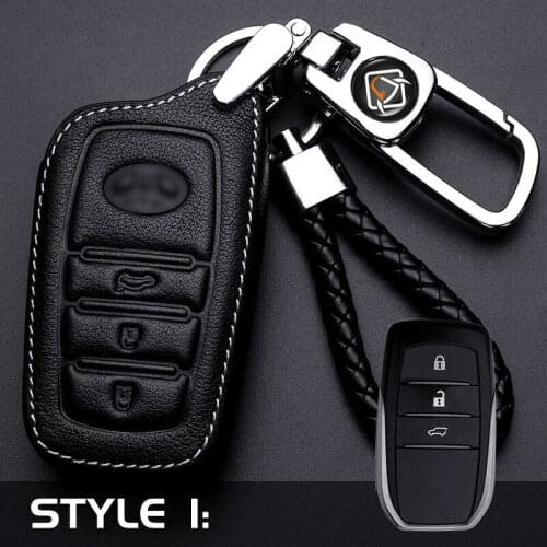 High quality leather Car Remote Key Case Cover Holder Key Chain Non-slip Comfortable touch 2&3 button Keyring For Toyota