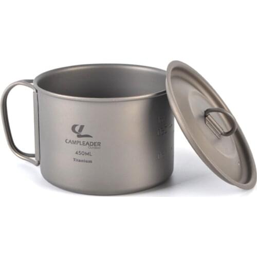 CampLeader Titanium 450Ml Cup, Camping Outdoor Mug for Backpacking, Camp Bowl, Multi-Functional Travel Mug Pot
