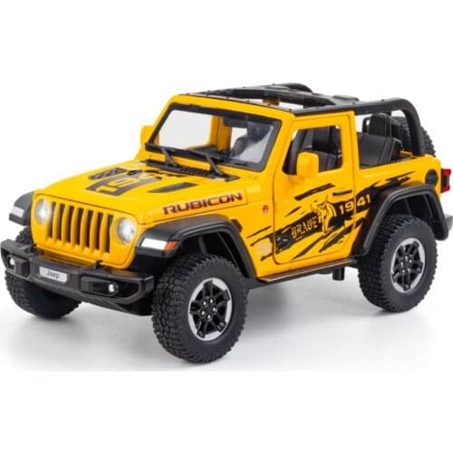 Hot 1:20 scale wheels diecast car Jeeps Wrangler Rubicon 1941 metal model with light and sound pull back toy collection for gift