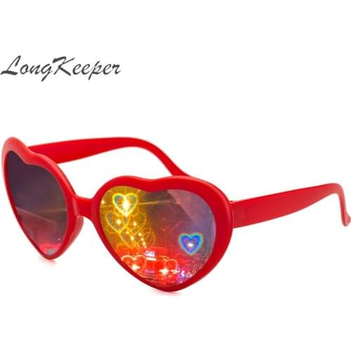 LongKeeper Popular Love Heart Shape Sunglasses Women Men Change Love Heart Lens Colorful Sun Glasses Night Eyewear UV400