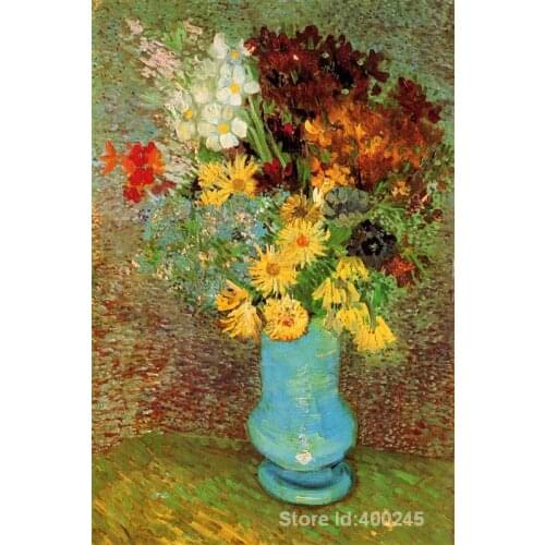 Best Art Reproduction Vase with Daisies and Anemones Vincent Van Gogh Painting for sale hand painted High quality