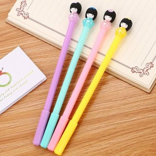 20 PCs Cute Student Stationery Kimono Girls Head Gel Pens Creative Cartoon Neutral Pen School Office Signature Pen Wholesale