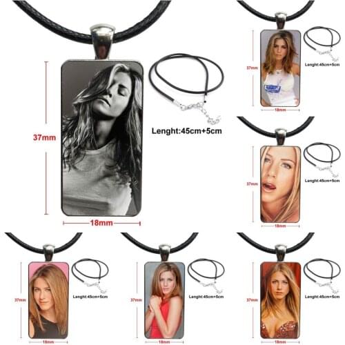 Fashion Glass Cabochon Pendant Rectangle Necklace Choker Necklace Jewelry For Women Men Firends Tv Show Jennifer Aniston Pattern