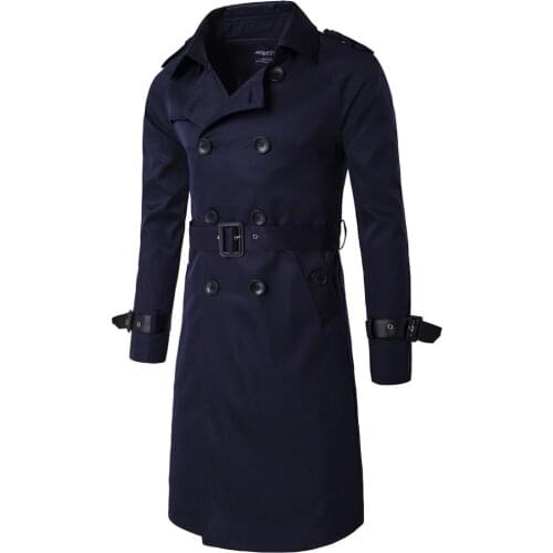 2020 Autumn New Europe And United States Long Slim Double Breasted Windbreaker Coat Mens European Fashion Personality Men Jacket