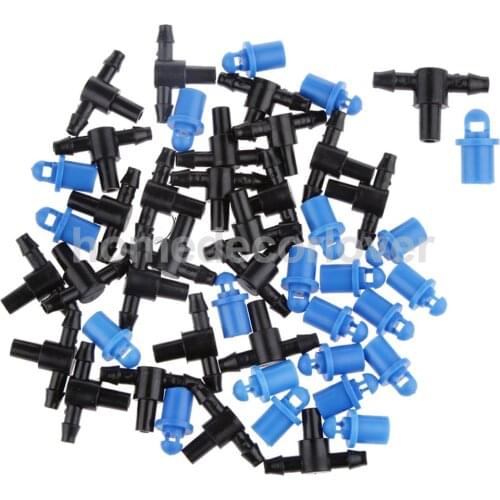 Set of 50 Sprayer Sprinkler Heads Nozzle with Tee Kits for Drip Irrigation Garden Watering Accessories