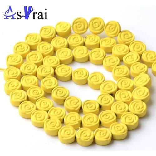 Natural Stone Yellow Flowers Rubber Hematite Beads For Jewelry Making 6 mm Loose Spacer Beads DIY Bracelet Accessories Charms 15