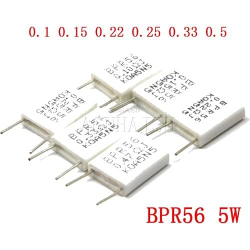 10pcs BPR56 5W 0.001 0.1 0.15 0.22 0.25 0.33 0.5 Ohm Non-inductive Ceramic Cement Resistor 0.1R 0.15R 0.22R 0.25R 0.33R 0.5R