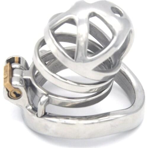 New Male Chastity Device Penis Cage Stainless Steel Hollow Chastity Lock 40/45/50mm Arc Rings Sex Toys for Men