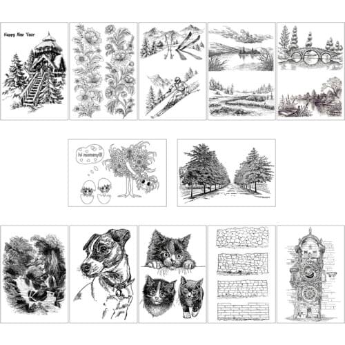 Lake / River/Bouquet/Flowers/Bridge/Lakeside/Road Tree DIY Silicone Clear Stamp Cling Seal Scrapbook Embossing Album Decor Craft