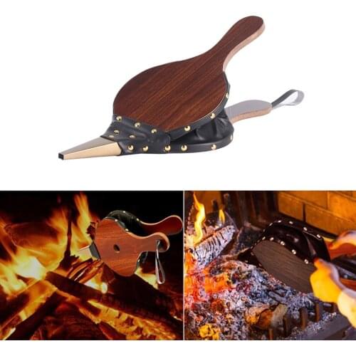 Handheld Wooden Bellow Fireplace Air Blower Fire Starter for Outdoor Picnic Camping BBQ Chimney Barbecue