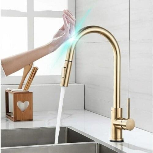 Sensor Kitchen Faucets Pull Out Kitchen Faucet Stainless Steel Smart Induction Mixed TapTouchKitchen Convenient Sink Faucets