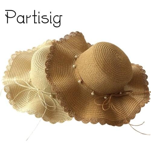 Girls Sun Cap Children Pearl Wave Straw Hat Kids Panama Beach Hat Summer Baby Hats Caps