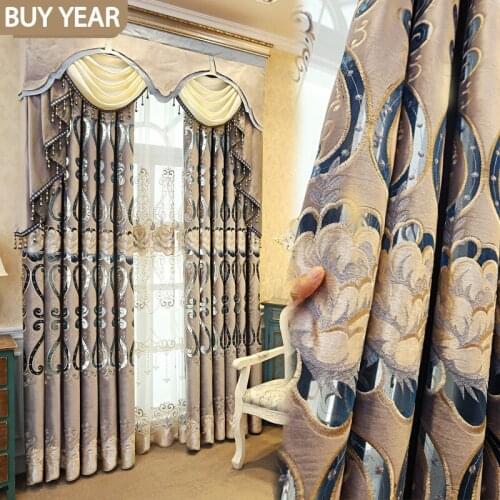 European Style Curtains for Living Dining Room Bedroom Luxury Embroidered Curtains Embroidered Tulle Valance Curtains Window