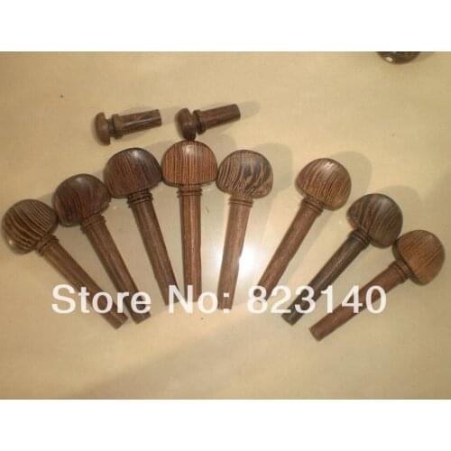 8 PCs Violin pegs & 2 pcs violin ends, Wenge wood violin parts 4/4