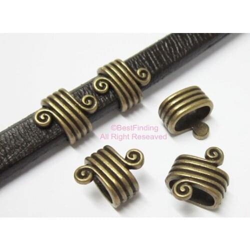 Licorice double sprial stripe beads Antique bronze Licorice leather findings