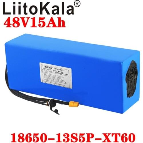 LiitoKala 48V battery 48V 15ah 13S5P 18650 lithium ion battery pack 48V 15AH electric bike battery for 48V 500W 750W 1000W motor