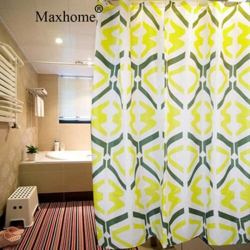 Nordic Milk Yellow Bathroom Waterproof Polyester Thickened Shower Curtain With 12pcs Curtains Hooks Rings Home Deco Accessories