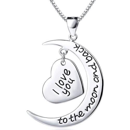 Yingwu Full Heart Pendant Necklace Heart Mother Daughter Necklace I Love You To The Moon And Back Necklace