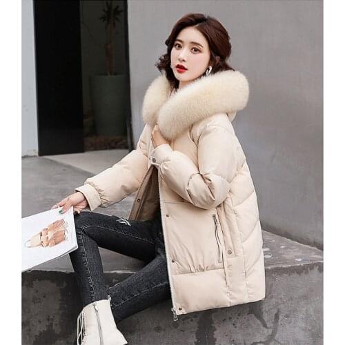 Zipper Cotton Jacket Women For Elegant Coats Winter 2021 New Fashion Fur Collar Parkas Casual Chinese Style Jackets Y306