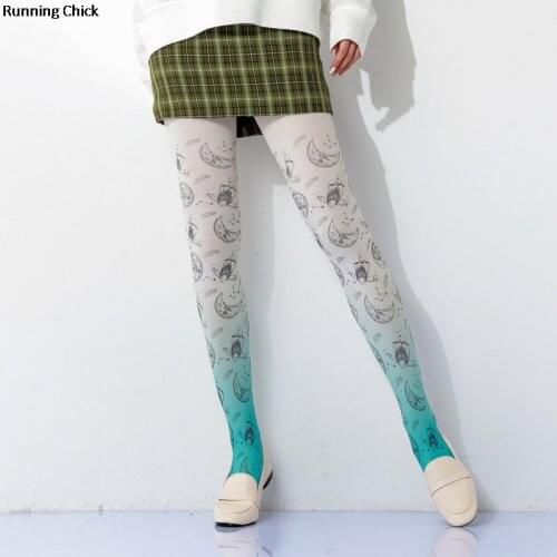 Gradient Color Celestial Constellation Digital Printing Women Pantyhose, Dropship, Wholesales
