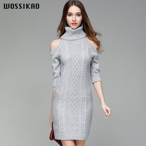 Tube Dress Off The Shoulder Sweater Dresses Women Knitted SEXY Bodycon Dress Turtleneck Sweater Dresses Boho Vestiges Vobe
