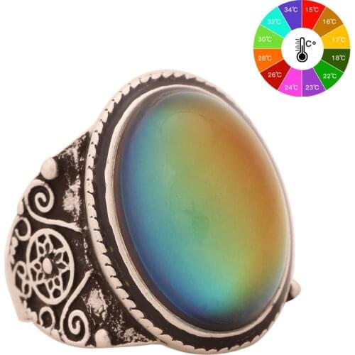 Mojo Vintage Bohemia Retro Color Change Mood Jewelry Emotion Feeling Changeable Temperature Control Ring for Women MJ-RS004