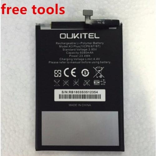 100% Original Full 6080mAh Battery Large Capacity Replacement Backup Batteries For OUKITEL K3 Plus K3Plus Smart Phone