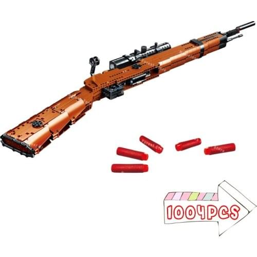 1004Pcs Military 98K Sniper Rifle Building Blocks Bricks WW2 World War II The Simulation Can Fire Bullets Gifts Toys Kids Boys