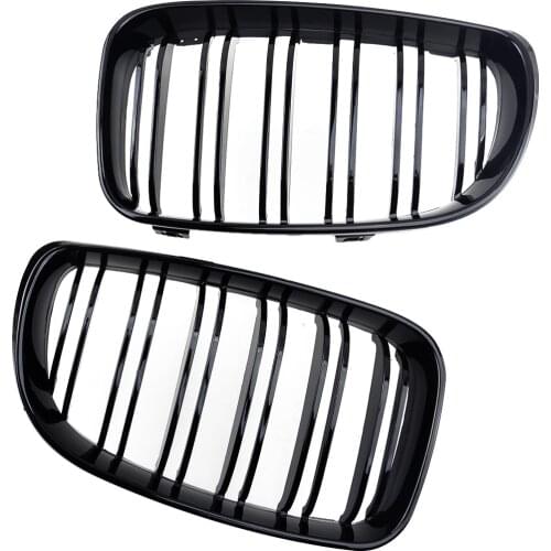 2pcs Car Dual Double Slat Kidney Grille 51137166439 fit for BMW 1 Series E81 3-door E82 Coupe E87 5-door Facelift E88 Cabrio