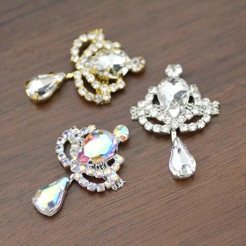 3.8cmx1.8cm Water drop pendant Rhinestone applique crystal AB sew on rhinestone for hat bags wedding party dress decoration