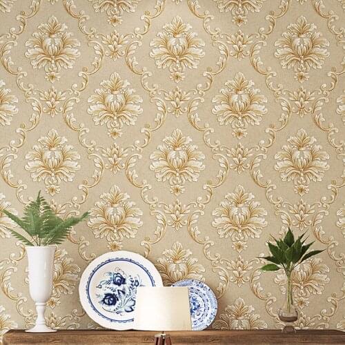 Beibehang 3D Stereo Continental Retro Damascus Nonwovens Wallpaper Jane Europe Precision Relief Background Wallpaper