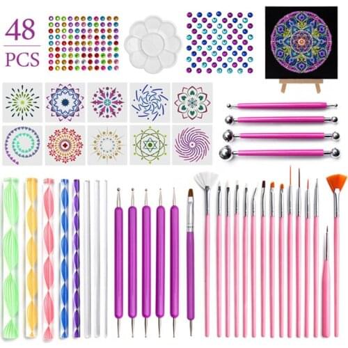 48pcs Mandala Dotting Tools Set for Painting Rock Stones Stencil Acrylic Stick
