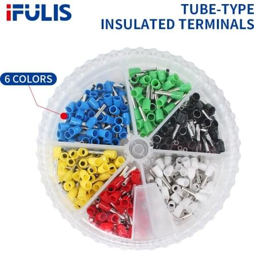 Six Multiple Colors VE European Terminal Pin Tube Type Wiring Connector Round Box E0308 E0508 E1008 E1508 E2508