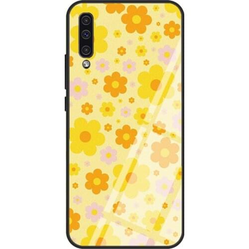 Adelaine Morin Yellow Flower Tempered Glass Case For Samsung A52 A12 A32 A42 A72 A31 A51 A71 A40 A50 A70 A20e A21S