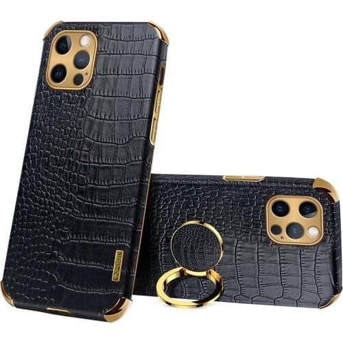 Luxury Retro Crocodile Pattern Texture PU Leather Case For iPhone 11 12 Mini Pro XS MAX XR X 7 8 Plus SE 2020 Cover Holder Stand