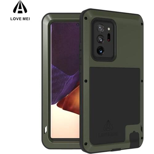 Love Mei Powerful case For Samsung Galaxy Note 20 ultra Note 20 Anti-knocked Aluminum/Metal Gorilla Toughened Glass phone cover