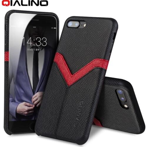 QIALINO Case for iPhone 8 plus Genuine Leather Back Luxury phone shell for iPhone 8 7 Slim Fashion for 4.7/5.5 inch